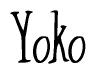 The image is a stylized text or script that reads 'Yoko' in a cursive or calligraphic font.
