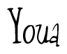The image is a stylized text or script that reads 'Youa' in a cursive or calligraphic font.