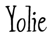 The image contains the word 'Yolie' written in a cursive, stylized font.