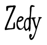 The image is of the word Zedy stylized in a cursive script.