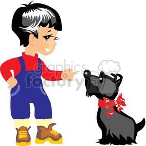 A little boy training a dog clipart. Royalty-free image # 369329