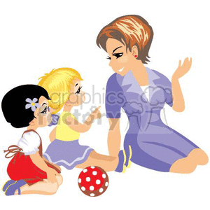 Two Small Children Talking to their Teacher while they Sit clipart. Commercial use image # 369349