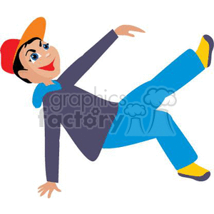 A Boy Breakdancing on one arm and one leg clipart. Commercial use image # 369926