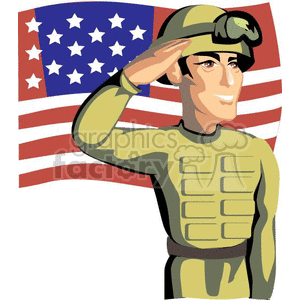 American soldier saluting  clipart.