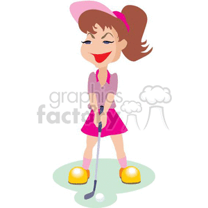 female cartoon golfer clipart. Commercial use image # 369971