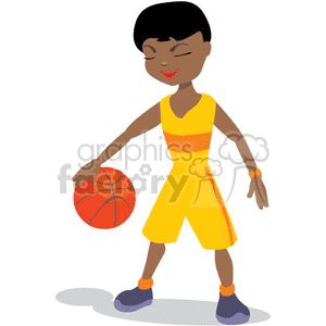 black kid playing basketball clipart.
