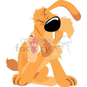 clipart - Cartoon dog scratching his ear.