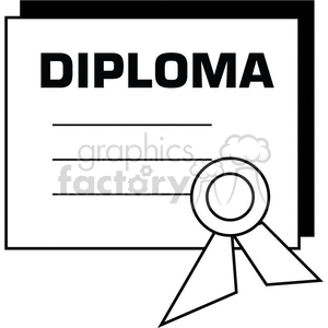 clipart - Black and white outline of a diploma certificate .
