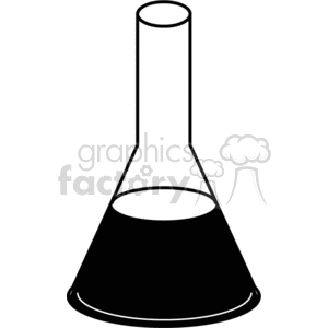 Black and white outline of a glass beaker  clipart.