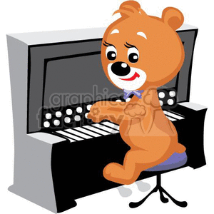 Teddy bear playing piano clipart.