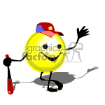 clipart - Animated smilie baseball player waiting for his turn to bat..