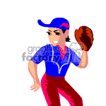 Animated baseball player catching the ball. clipart. Commercial use image # 370282