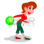 clipart - Female bowler warming up..