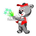 Teddy bear holding flowers. clipart. Commercial use image # 370432