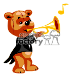 Teddy bear playing the trumpet.