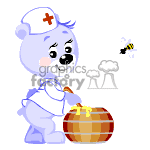 Teddy bear stirring a pot of honey. animation. Royalty-free animation # 370447