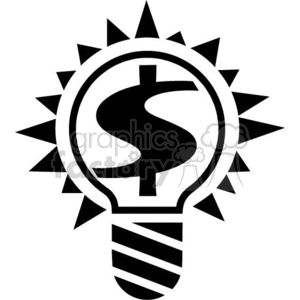 vector clip art vinyl-ready cutter black white money currency lightbulb lightbulbs dollar symbol idea ideas energy save savings money cost economy 