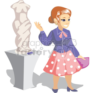 people occupations work working clip art guide tour statue statues female museum museums women girl cartoon