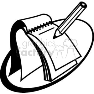 vector black white clip art vinyl-ready cutter business work tablet tablets note notes pencil pencils writing paper 