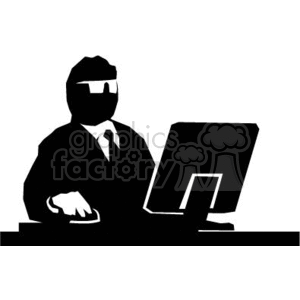 vector black+white vinyl+ready cutter business work computer computers programmer programmers hacked hack virus attacked suit employee