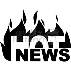 clipart - Hot news with flames.