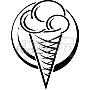 vector clip art vinyl-ready cutter black white ice cream cone cones dessert snack yum junk food