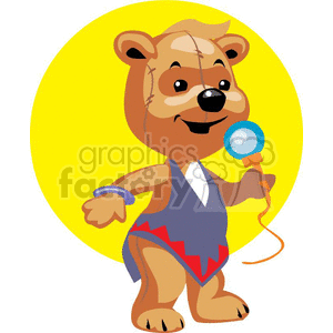 Stuffed teddy bera holding a microfone and singing clipart. Royalty-free image # 370800