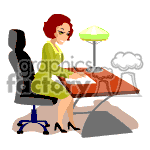clipart - Female lawyer signing dcuments.