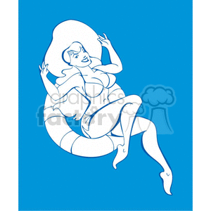 pinup girl sun tanning clipart.