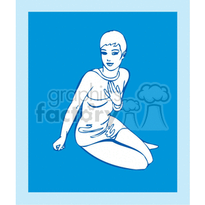 sexy woman sitting seductive with her hand on her sternum clipart. Commercial use image # 371646