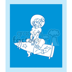 clipart - pinup girl on rocket.