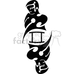 zodiak vector vinyl-ready vinyl ready cutter black white clip art clipart images graphics tattoo tattoos art tribal twin gemini twins horoscope astrology