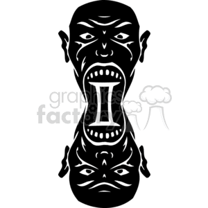 zodiak vector vinyl-ready vinyl ready cutter black white clip art clipart images graphics tattoo tattoos art tribal twin Gemini twins horoscope astrology