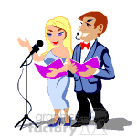 Male and female speakers clipart.