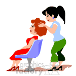 clipart - Female beautician giving a hairstyle.