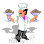 Chef holding up a bunch of cookies clipart.