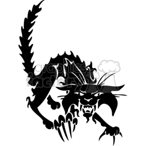 Menacing black cat with long claws and fangs clipart. Royalty-free image # 372961
