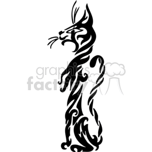 Black and white scruffy cat seated clipart. Royalty-free image # 372928