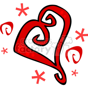 Red whimsical heart. clipart. Royalty-free image # 145962