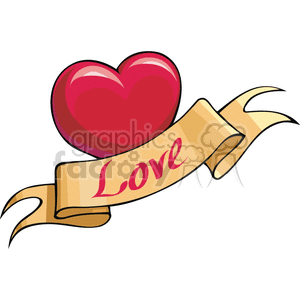 Love banner in front of a heart. animation. Commercial use animation # 145982
