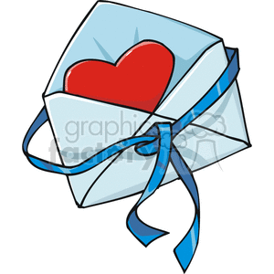 An Envelope with a Single Heart Wrapped with Ribbon clipart. Royalty-free image # 146002