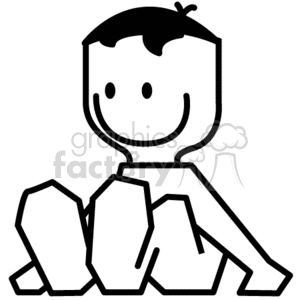 Black and White Little Boy Sitting Down clipart. Royalty-free image # 373066