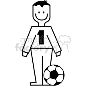 Stick figure with soccer ball clipart.