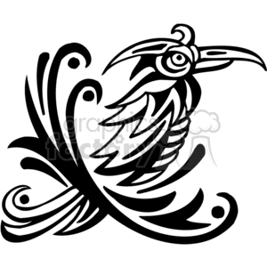 Black and white tribal pheonix clipart. Royalty-free image # 373081