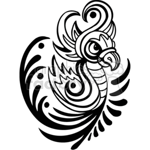 Black and white tribal parrot clipart. Commercial use image # 373106