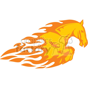 flaming horse on white clipart.