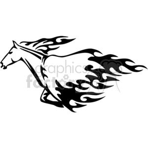 clipart - Flaming horse profile.