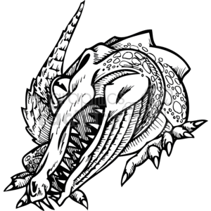 black and white alligator with sharp teeth clipart. Royalty-free image # 373371
