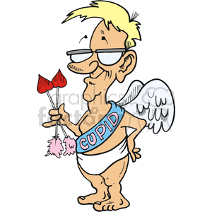 Cartoon Cupid man holding two love arrows clipart. Commercial use image # 373432