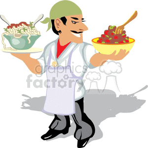 chef holding a large serving of spaghetti  clipart. Commercial use image # 373708